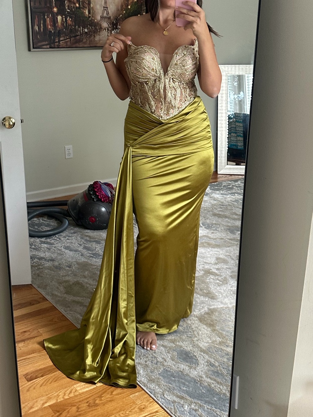 Elegant Strapless Gold Gown - Picture 1 of 14